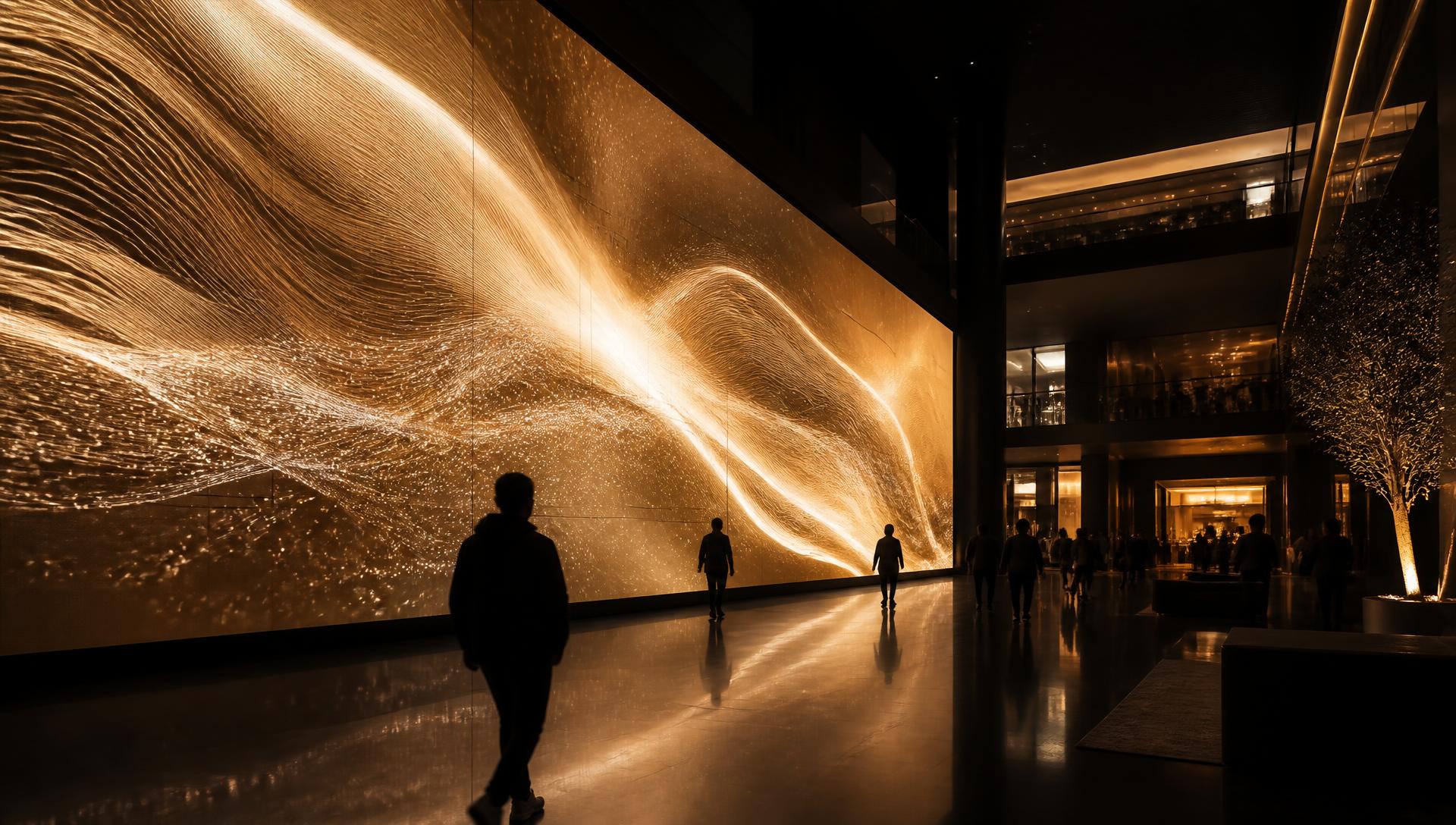 High-impact LED display wall in a commercial environment